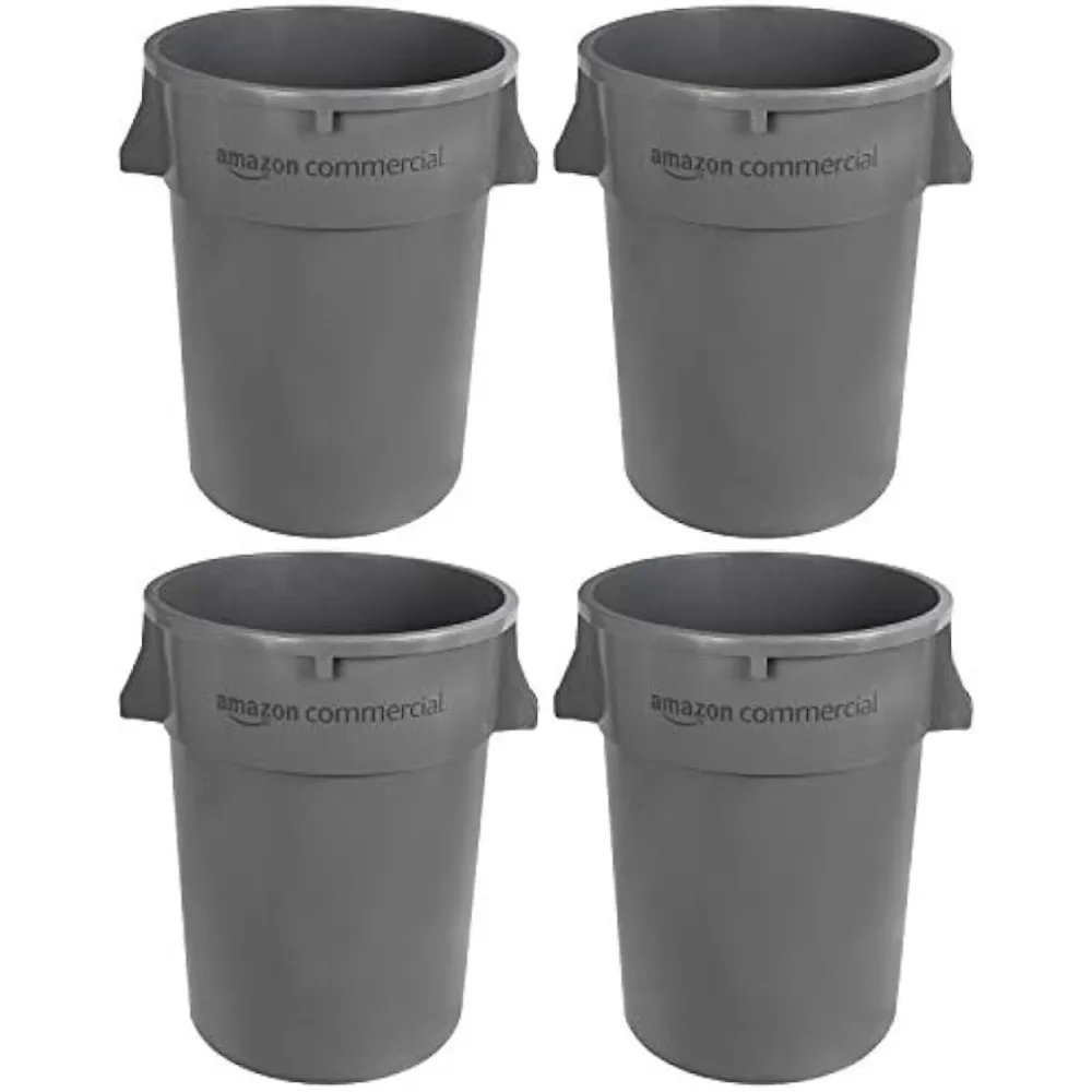 

Grey Wastebasket 44 Gallon Heavy Duty Round Trash/Garbage Can Bin 4-pck Freight Free Household Cleaning Tools Accessories Home