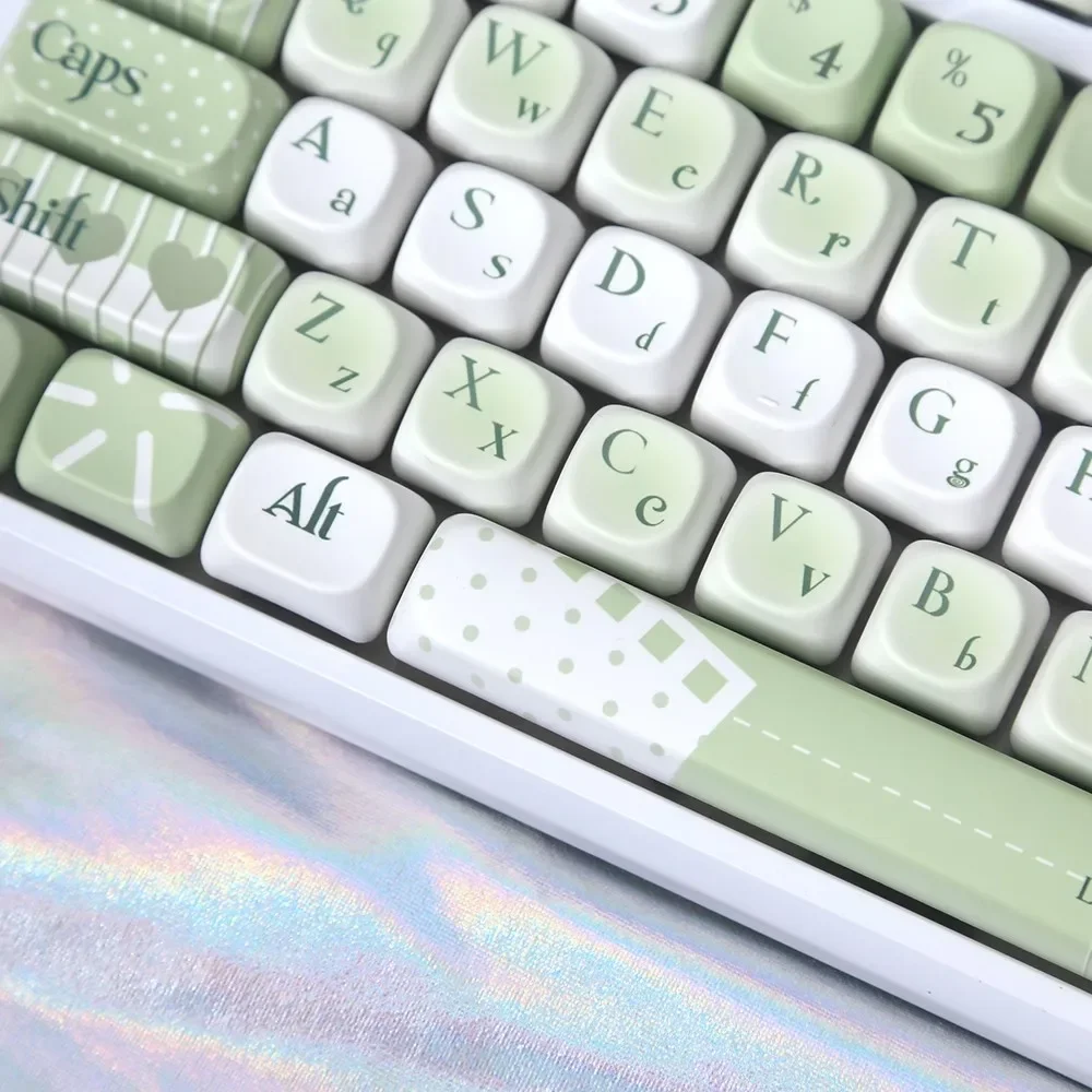 Small lucky moa height keycap milk green fresh PBT hot sublimation adaptation mechanical keyboard hi75 f99