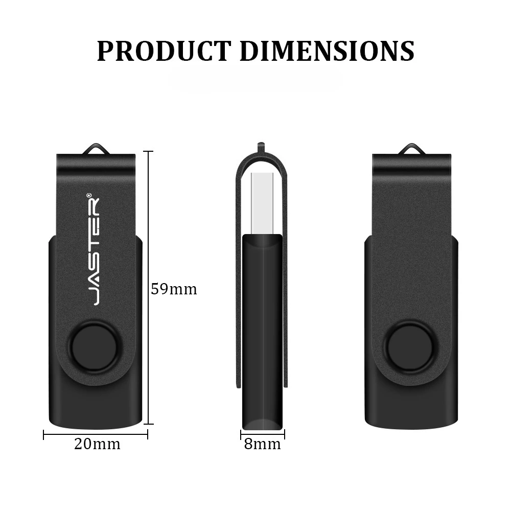 JASTER Rotatable USB Flash Drive 128GB Business Gift Memory Stick 64GB Metal Pen Drive 32GB Real Capacity USB Stick 16GB 8GB 4GB