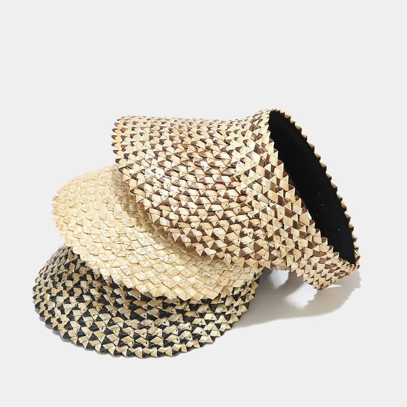 Version Straw for Women Sun Protection Empty Top Hat Female Summer Sun Visor Beach Packable Hat Pinecone Cap Sombreado Solar 차양모