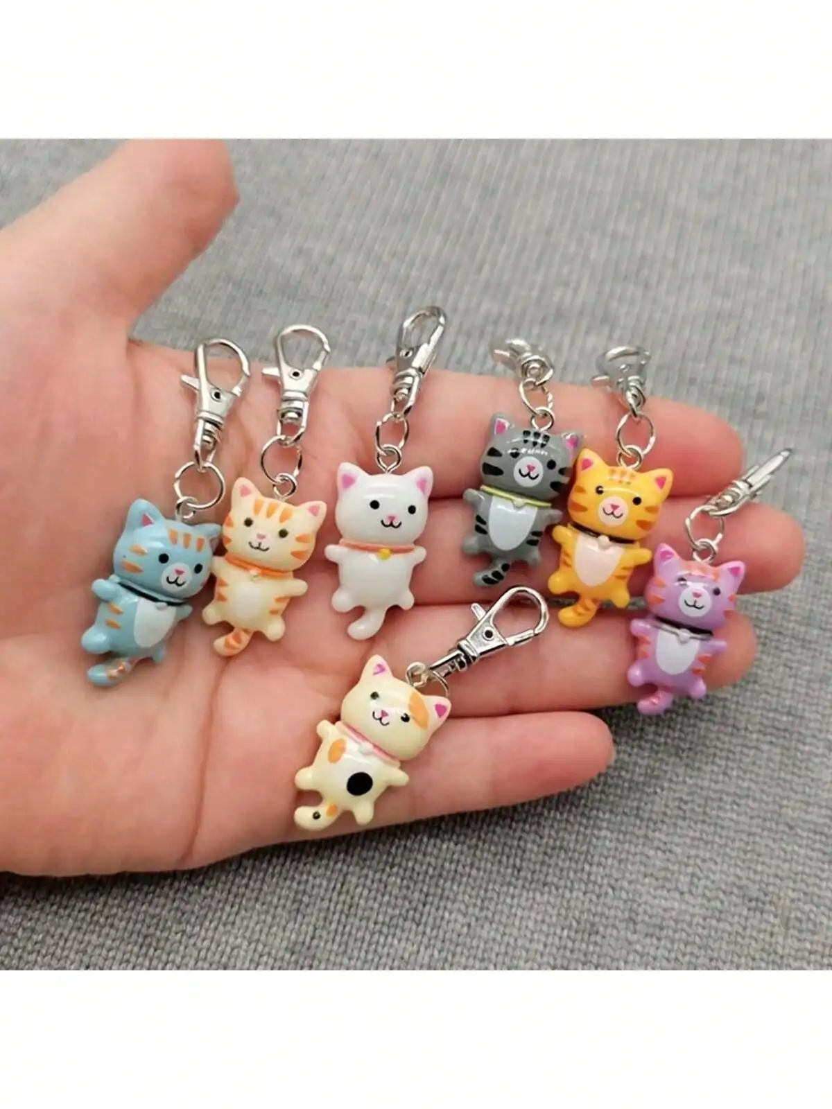 7 Uds llavero de gato para hombres y mujeres accesorios de dibujos animados llavero duradero con cierre de langosta regalo decorativo para bolsos llaves de coche