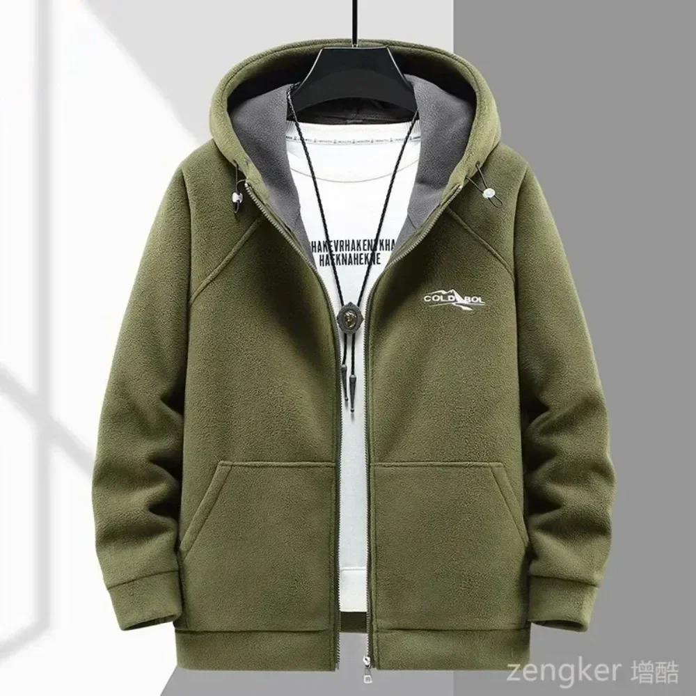 Autumn Winter Thickened Fleece Coat for Men's Trendy Fatty Hooded Plus Size Warm Fleece jacket Fat guy 190kg 12xl 11XL 10XL