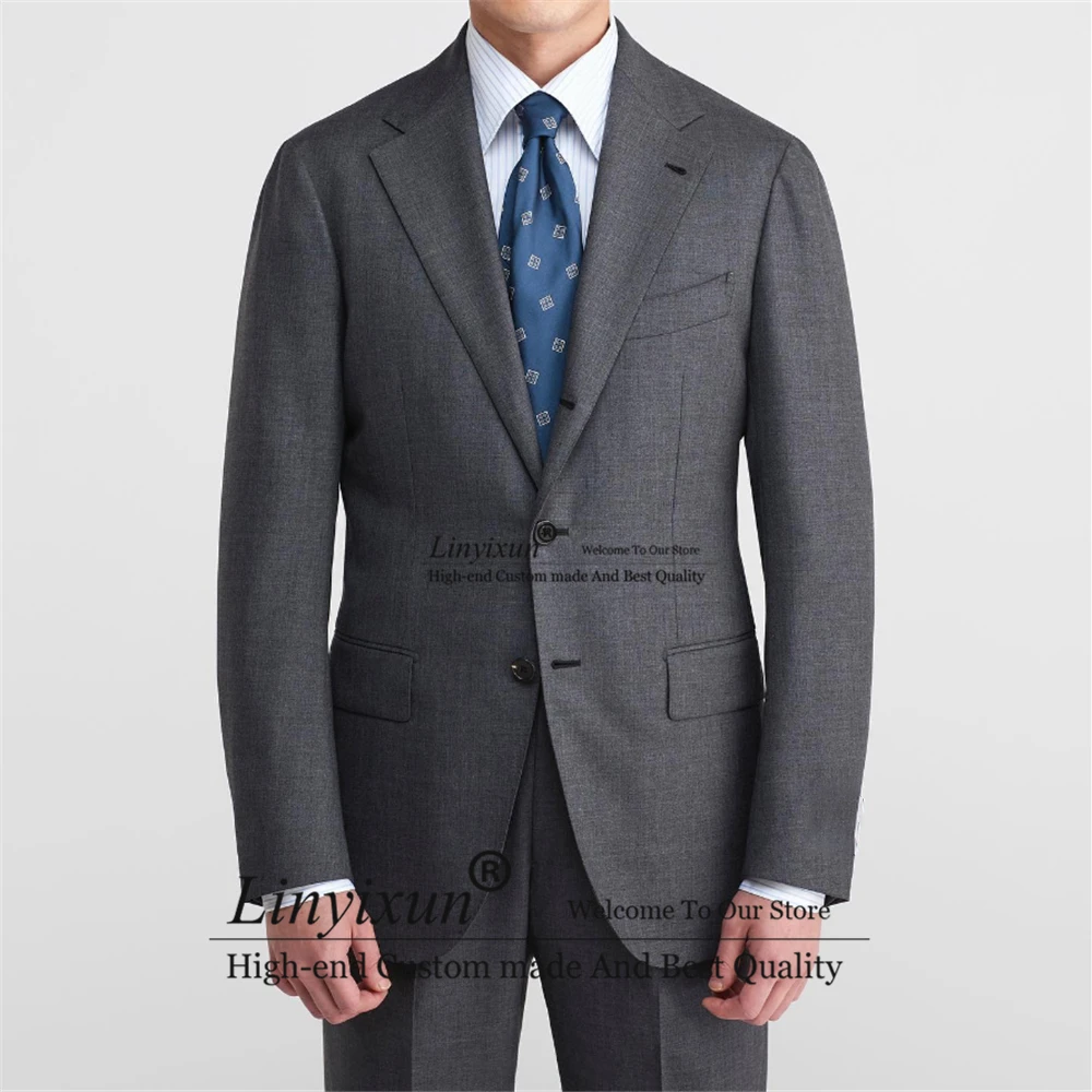 

Grey Suit For Mens Notched Lapel Business Blazer Hombre Wedding Groom Tuxedo Slim Fit Daily 2 Piece Jacket Pants Terno Masculino