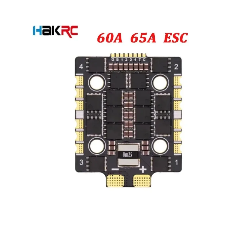 HAKRC BLHeli 32BIT 65A 4-in-1 Brushless ESC 2-8S LIPO DShot 150/300/600 20x20mm for FPV Freestyle Racing Drone