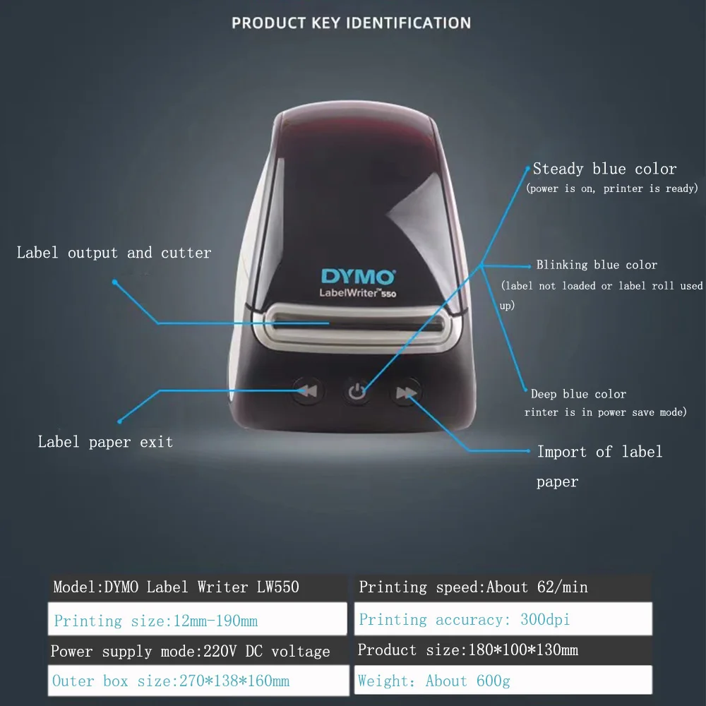 DYMO Label Printer LabelWriter LW450 Turbo/LW550 Thermal Label Machine for Labeling, Mailing, Barcodes and More, Home & Office