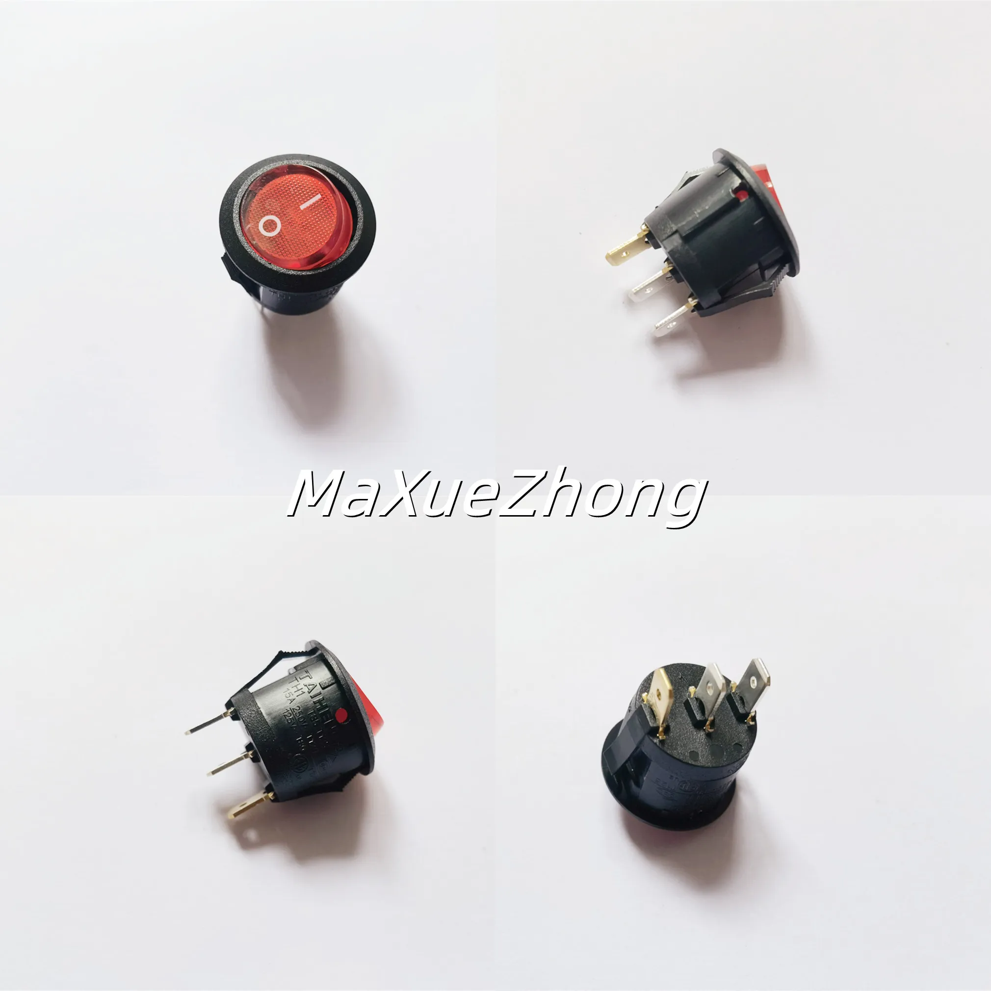 Original new 100% round light switch TH1 T85/55 15A 250VAC rocker switch 3pin red green button