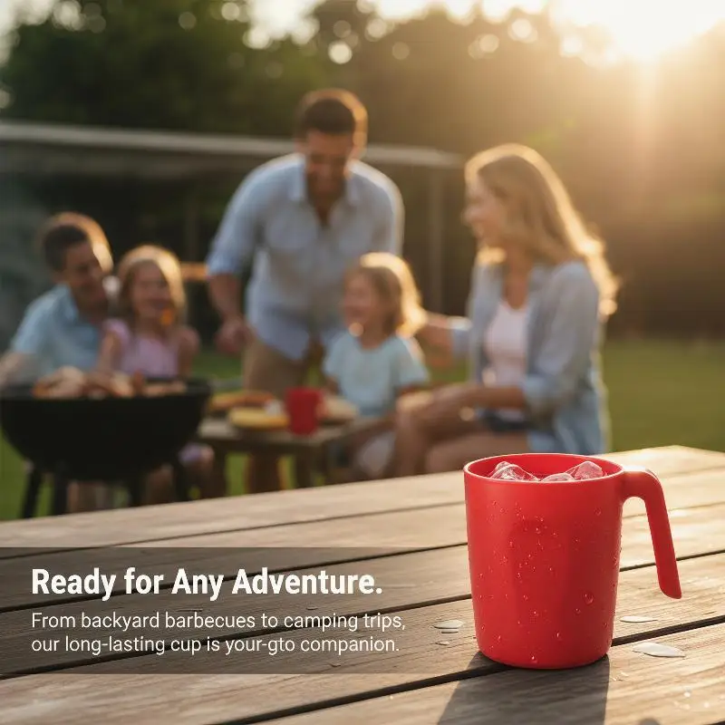 Children Unbreakable Plastic Camping Cup 1Pc Easy Hold Handle Mug Lightweight Picnic Outdoor Travel Tableware