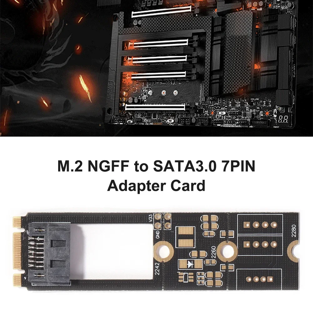 M.2 SATA 어댑터, M.2 NGFF to SATA3.0 7 핀 컨버터 어댑터, M2 B-M 키 to SATA3.0 카드, 2242 2260 2280 SDD 커넥터
