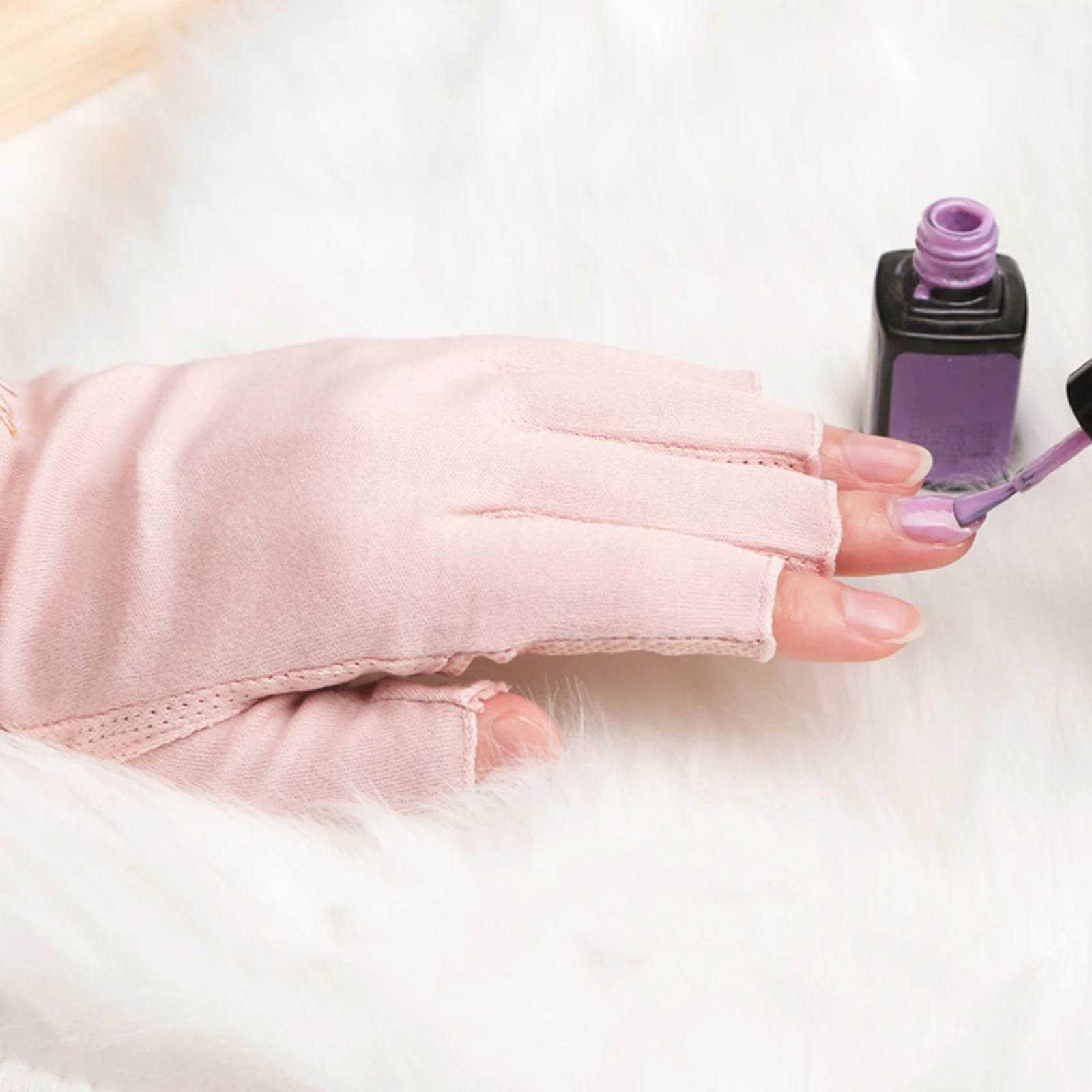 1Pair Nail Art Hand Protector Uv-Resistant Manicure Mitts Fine Workmanship Stretchable Lightweight Glove for Skin Defense