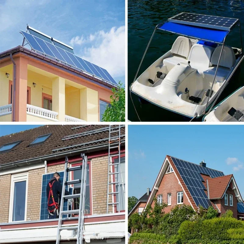 500W 12V Solar Panel Durable Aluminum Frame Solar Charger for Camping Boat Car Battery Emergency Power Backup view 6