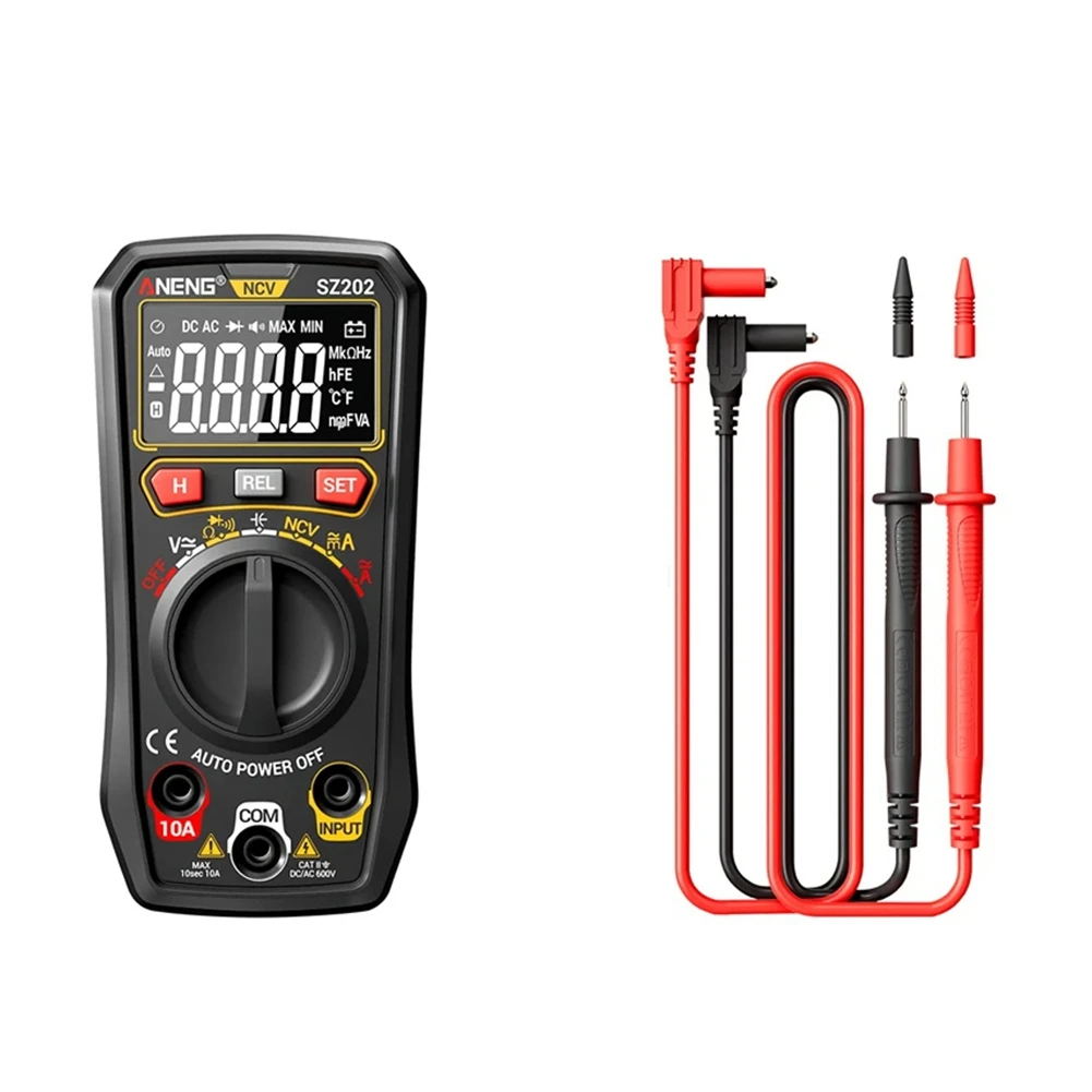 DT75BG  SZ202 Digital Multimeter Tester Buzzer 10A Current Meter Resistance Capacitor-NCV Electrician Detection Tool Black