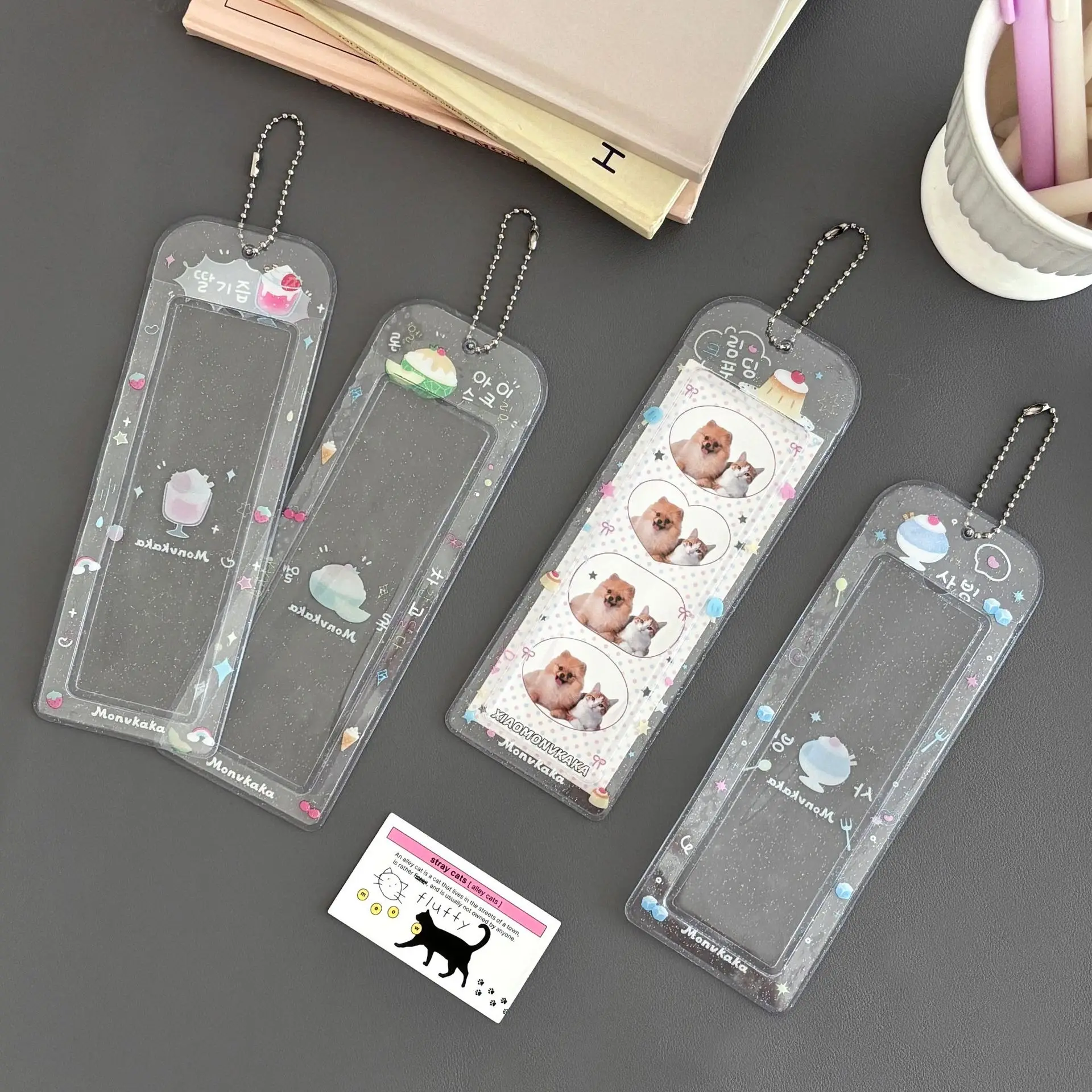 Glitter Jelly Photo Booth Frames Cartoon Ice Cream Photo Booth Album For 2X6 Inch Photo Strips Album 2 X 6 Bookmark Holder