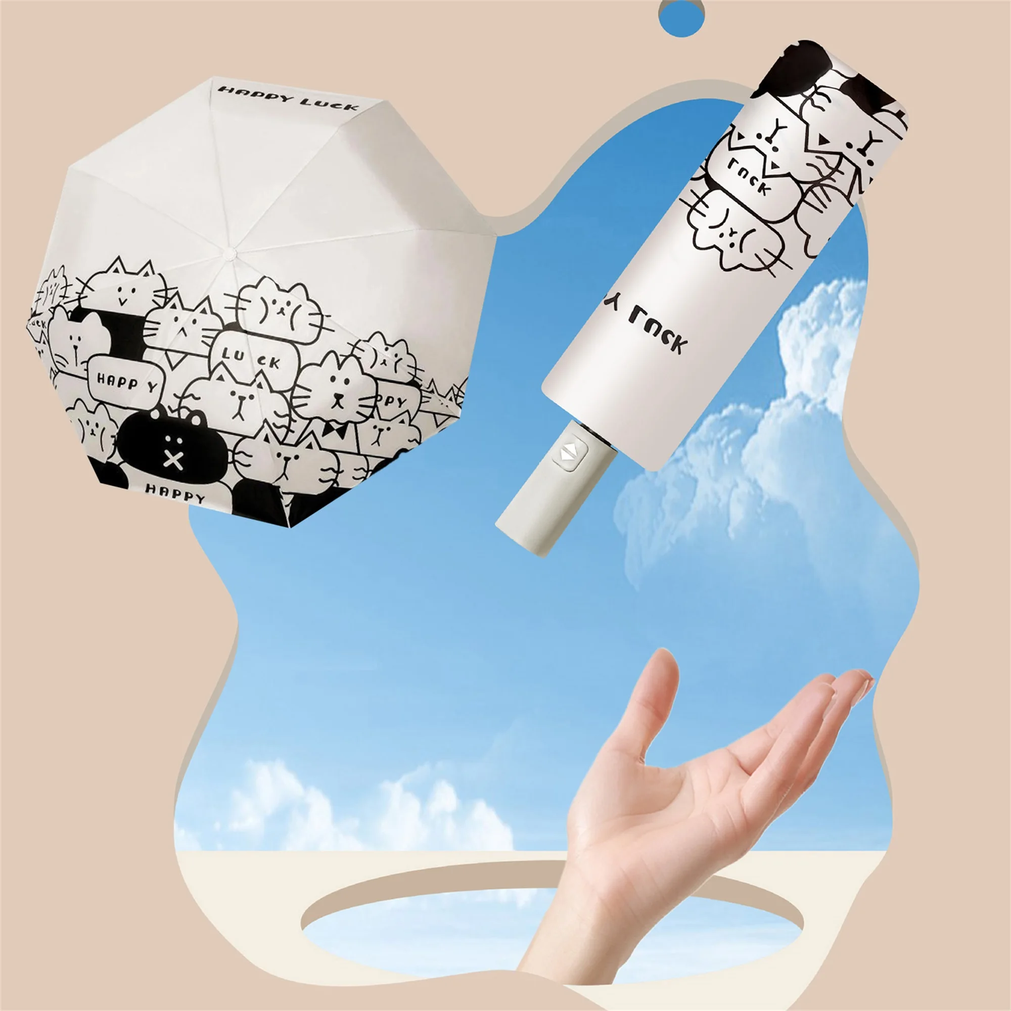 

Компактный автоматический складной зонт от солнца с очаровательным принтом собаки — портативный ветрозащитный зонт от дождя для женщин, девочек и домашних животных