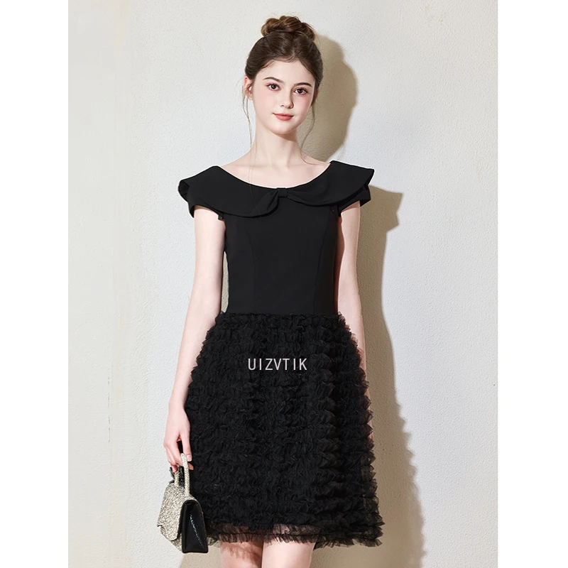 블랙 짧은 댄스 파티 드레스 여성 우아한 연인 아플리케 a 라인 생일 파티 드레스 럭셔리 맞춤형 특별 행사 드레스