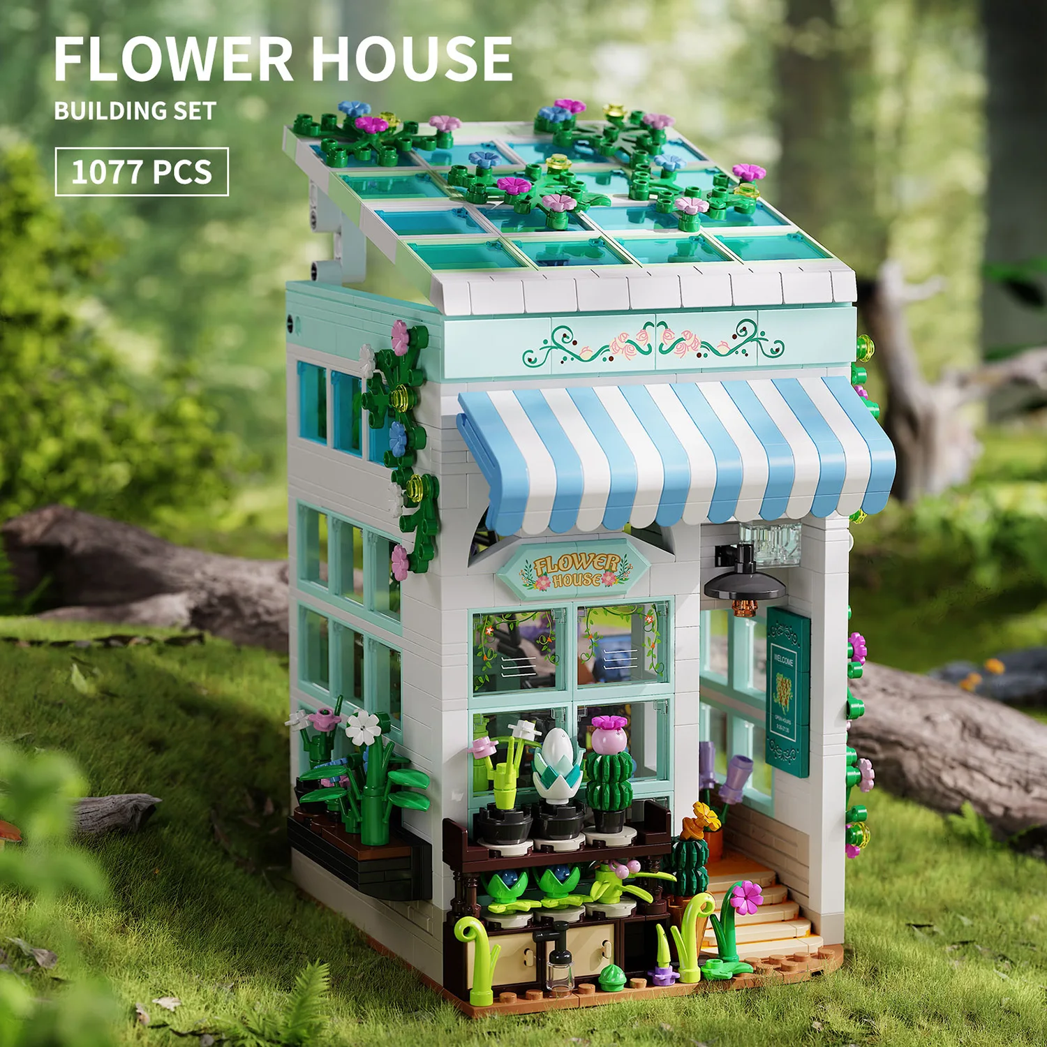 1077PCS Garden Cottage Building Blocks Toys Model Garden Cottage Assemble Puzzle Bricks Toy Sets For Kid Desktop Ornament Gifts