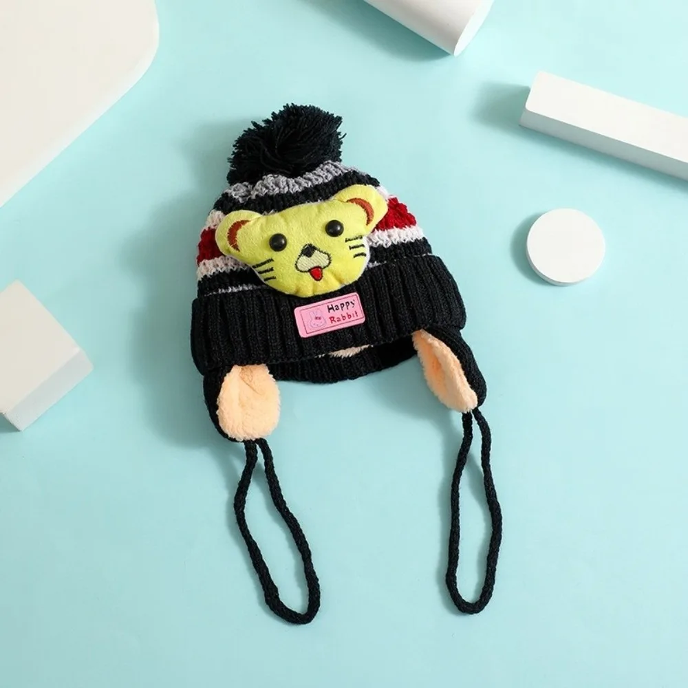 

New Cartoon Knitted Hat Warm Pullover Cap Windproof Coldproof Beanie Hat for 1-6Y