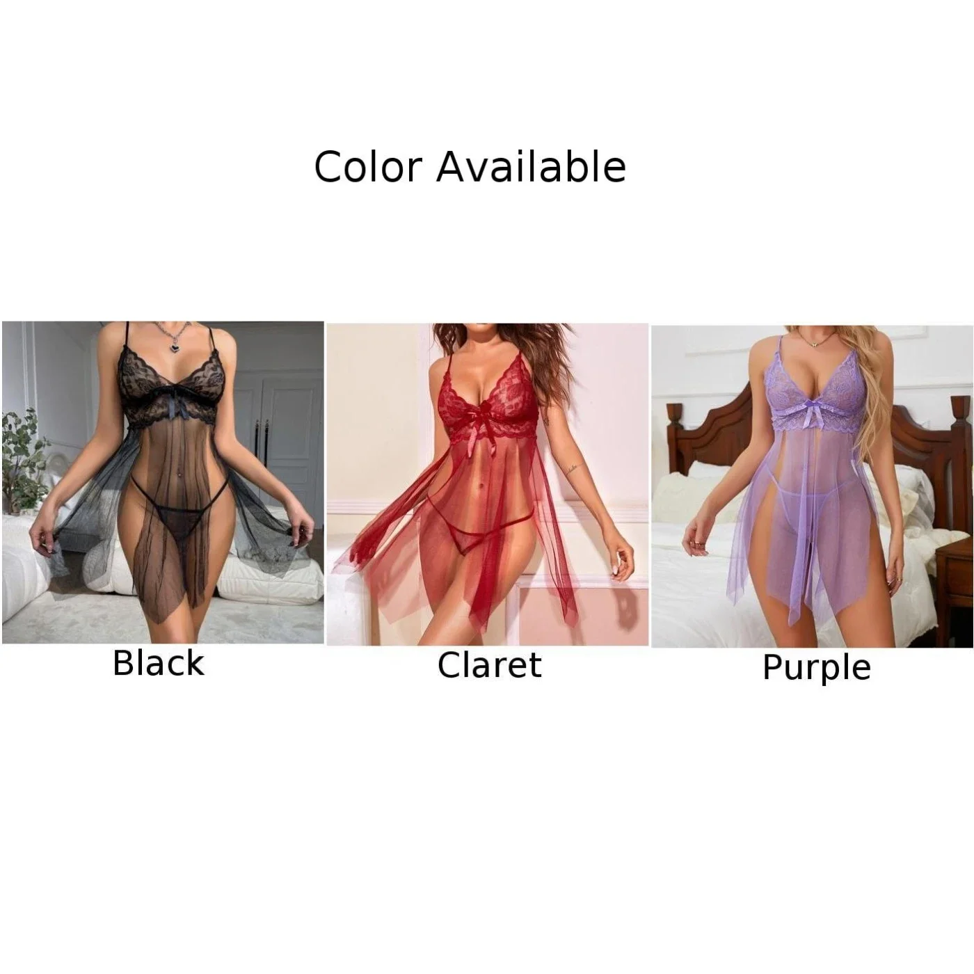 Sexy Ultra-Thin Lingerie Women Bikini Lace-Up Dress  Ultra-Thin Set Sex Underwear See Through Nightdress Porn Lace Nightgown