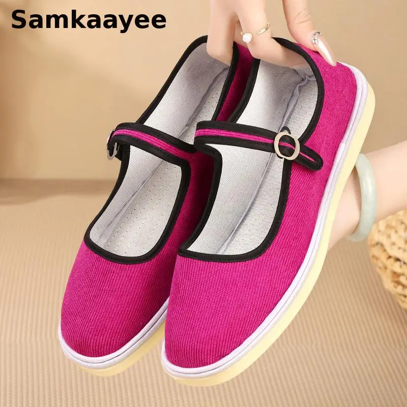 34-40 Zapatos de mujer primavera otoño Zapatos planos mocasines casuales fondo suave antideslizante transpirable viejo Beijing calzado de tela 1