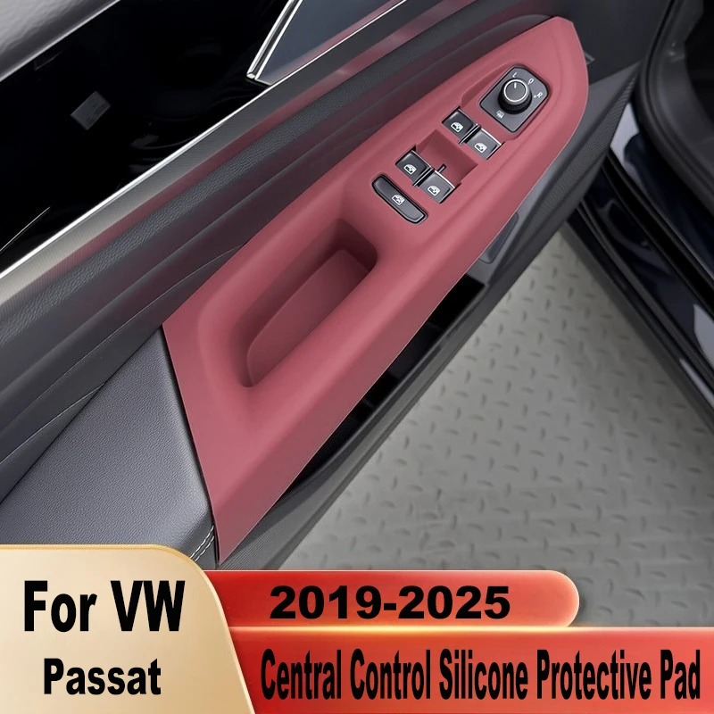 For Volkswagen VW Passat 2019-2025 Door Handle Storage Box Window Lift Panel Silicone Protective Pad Interior Modified Accessory