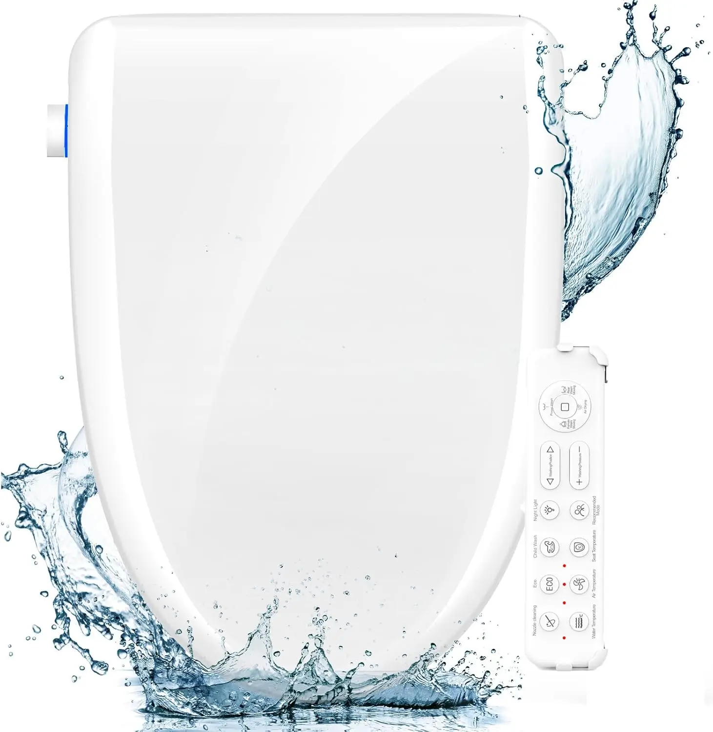 Bidet Toilet Seat Elongated Smart Heated Toilet Seat Warm Water & Dryer Feminine & Child Wash Self-Clean Stainless Steel Nozzle