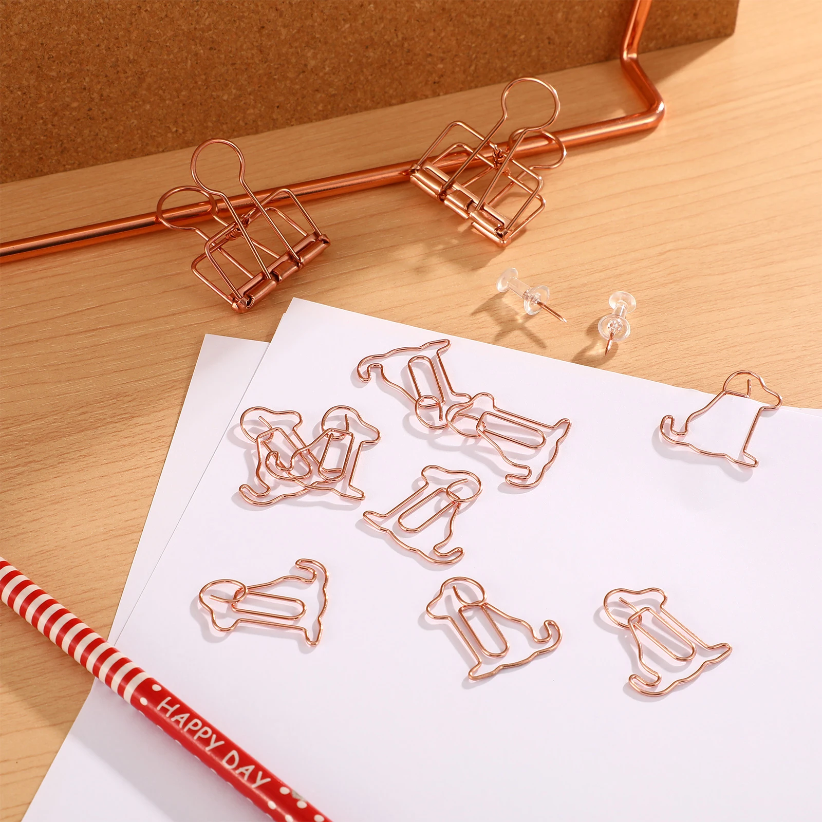 

25 pcs Metal Paper Small Rose Paper Clip For School Gold Small Binder Clips Dog Design for Office School Binder Clips