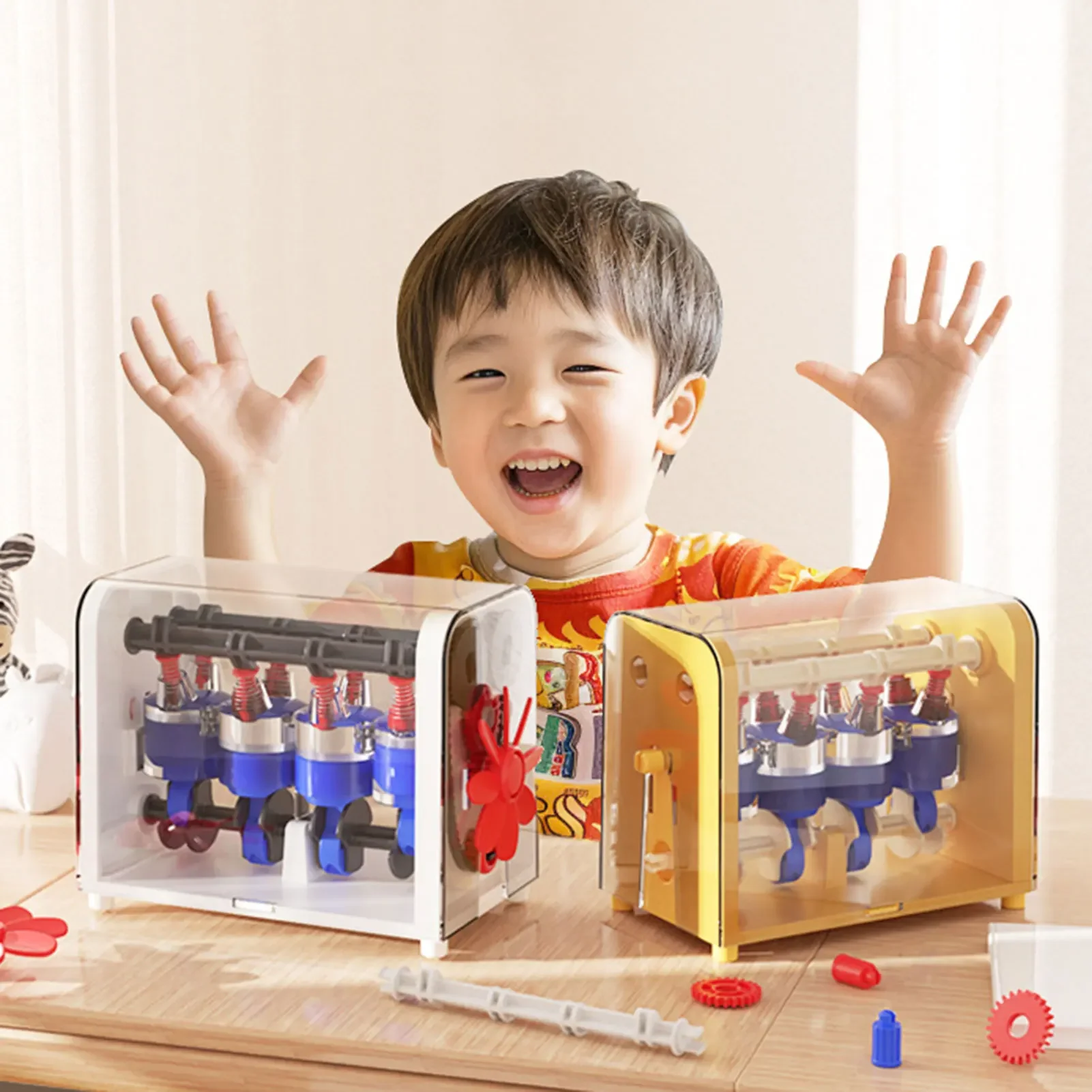 Kids DIY Mechanical Engine Model, Educational STEM Building Toy, Holiday Birthday Gift view 2
