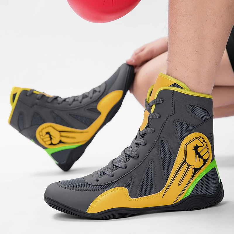 

New Men's Wrestling Shoes Mesh Breathable Boxing Shoes Non-slip Wearable Sports Shoes Fashion Casual High Top Shoes