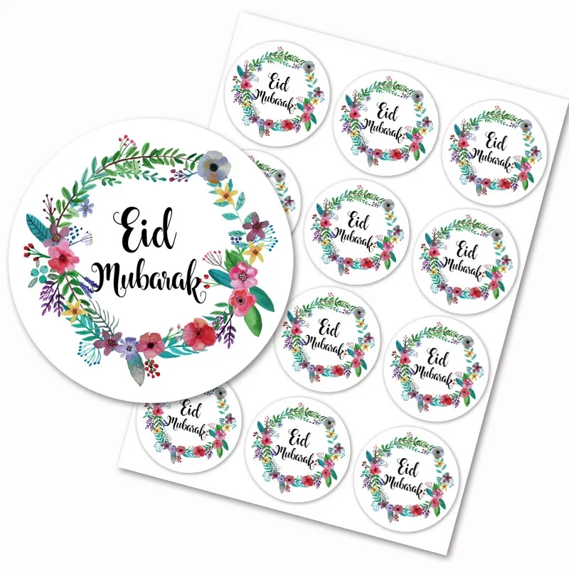 120pcs EID Mubarak Paper Sticker Gift Box Lable Seal Stickers Islamic Muslim Eid Al-fitr Decoration Ramadan Kareem Supplies 3cm