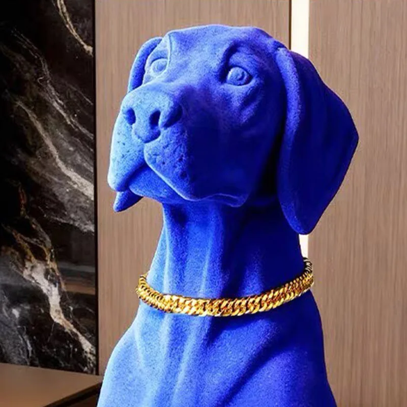 Home Decor 70CM Flocking Dog Statue Large Floor Decor Living Room Sofa Decorative Lucky Sculpture Art Ornament Housewarming Gift