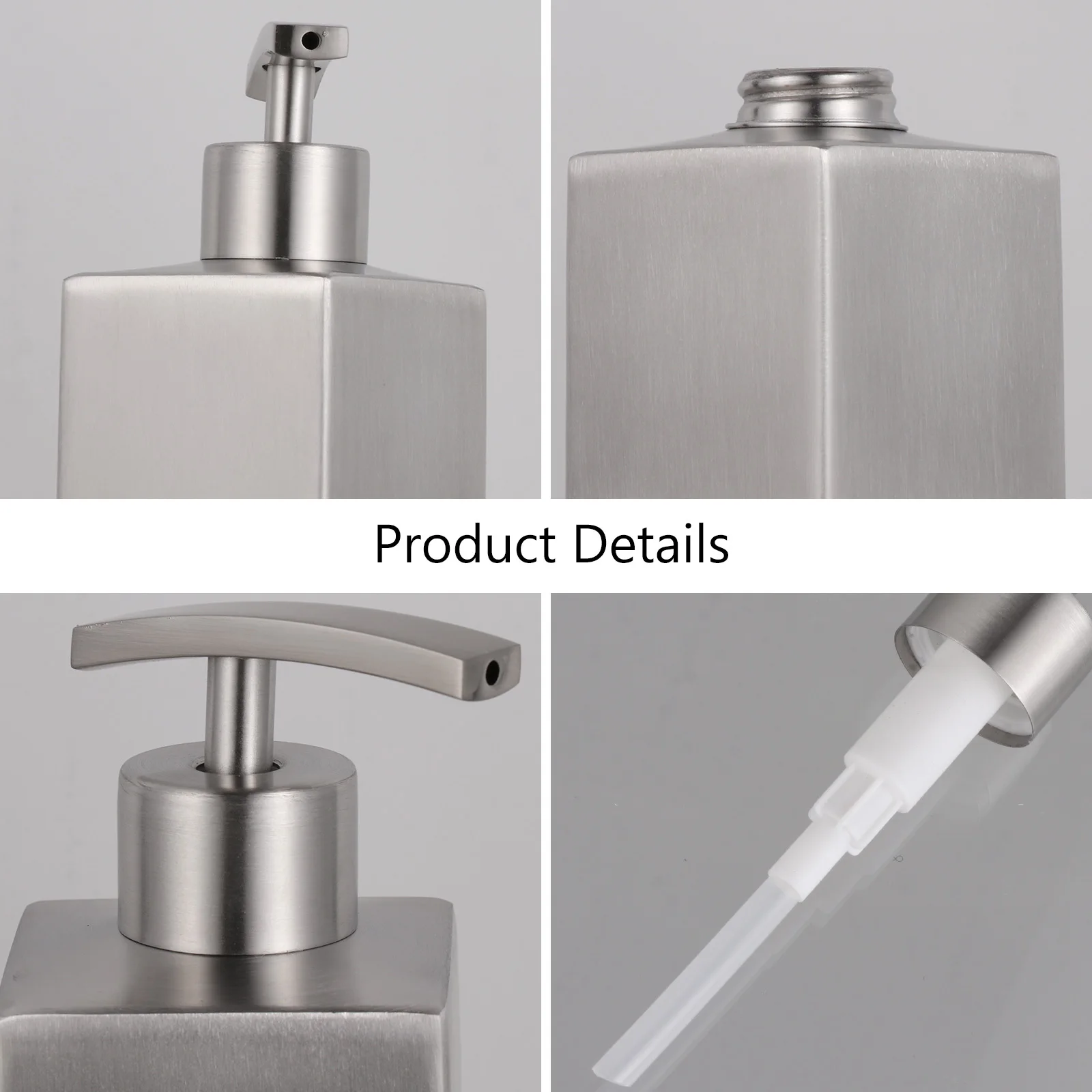 

Stainless Steel Soap Dispenser 358ml Refillable Liquid Soap Lotion Shampoo Bottle with Large Mouth for Home Office