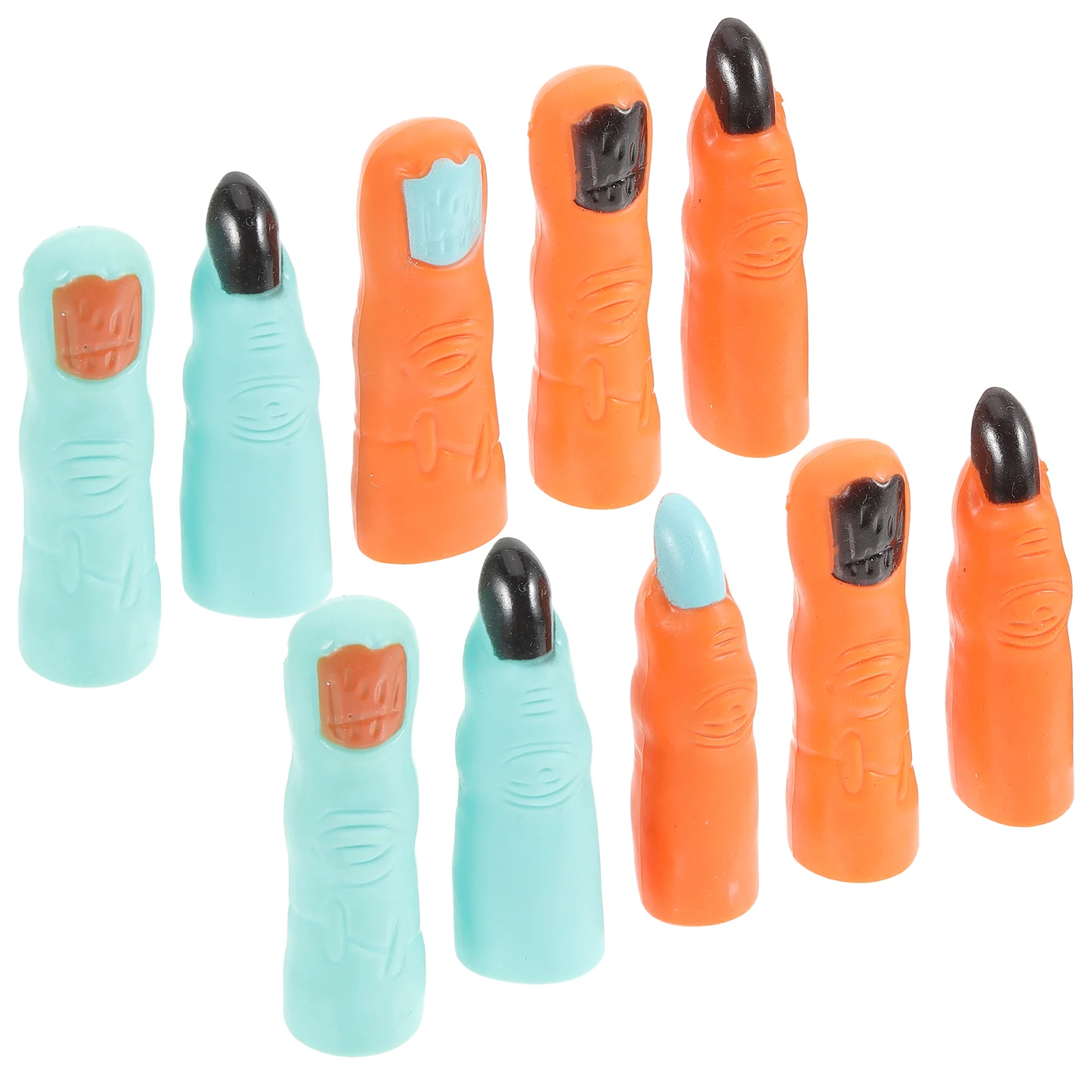 10 Pcs Halloween Colored Nail Sets Trick Makeup Props DIY Fake Nails Finger Prank Fingers Witch Supplies Clothing Plastic