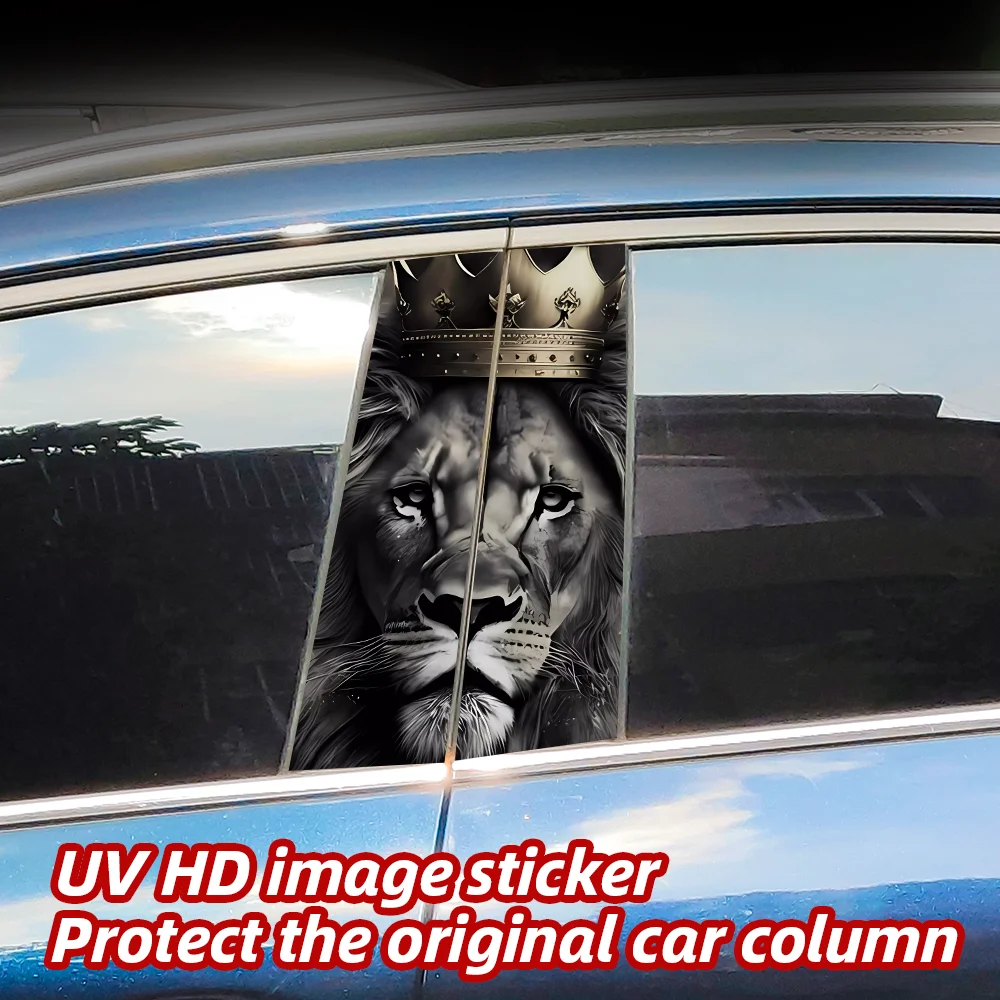 Lion Car Stickers Auto B-pillar Car Center Column Decoration Cover Scratches Waterproof Sunscreen Vinyl Decals Accessories