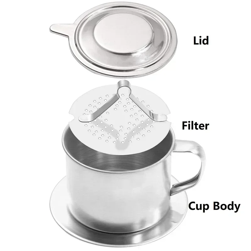 Vietnamese Coffee Filter Stainless Steel Vietnamese Style Coffee Dripper Maker Pot Infuse Cup Portable Coffee Drip Filter