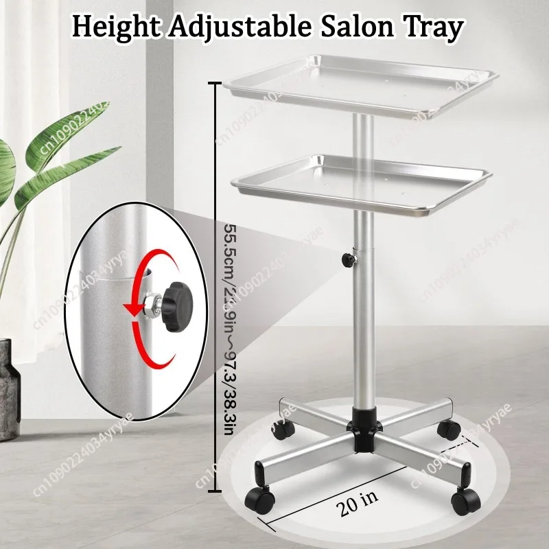 Brand New Bright Silver Salon Tray Salon Hair Cart Beauty Spa Tray Cart Cross Border
