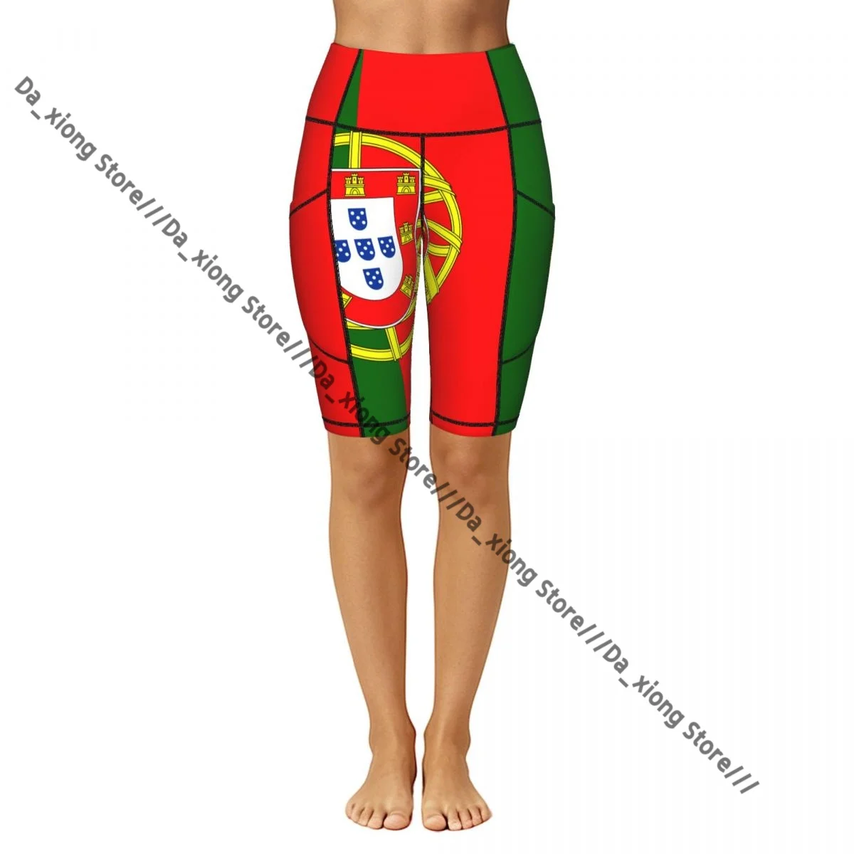 Elastic Waist Yoga Shorts Flag Of Portugal Women Soft Athletic Training Casual Bottoms