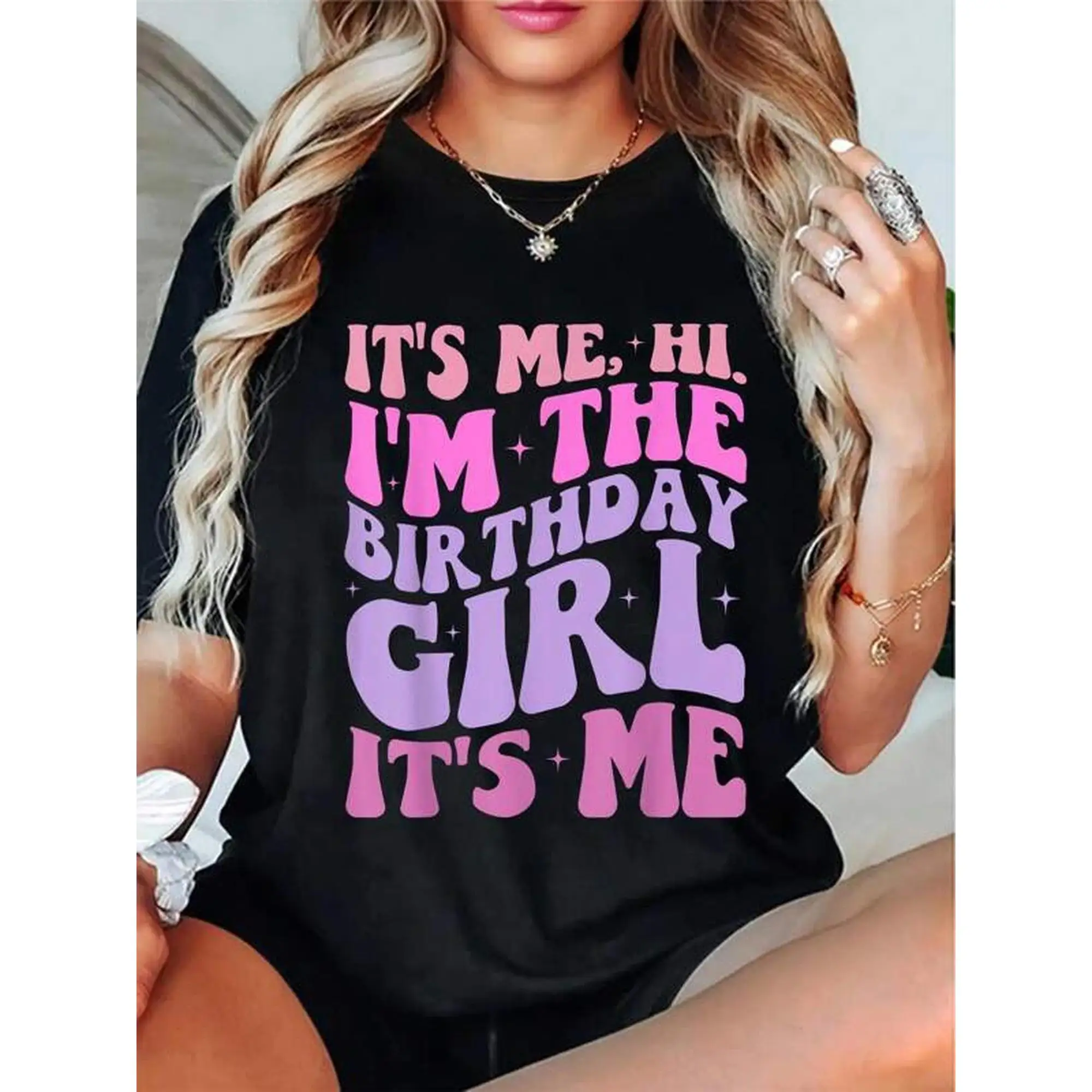 

Женская футболка It's Me Hi I'm The Birthday It's Me, футболка с круглым вырезом и короткими рукавами, женская и мужская футболка с рисунком