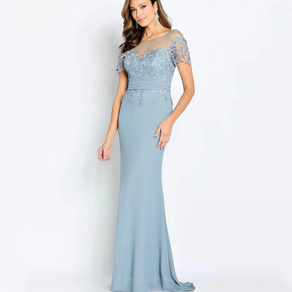 

Mother Dresses for Women Customized Appliques Mermaid Wedding Party Dress Short Sleeve Occasion Gowns robes invitée mariage