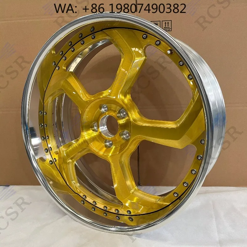 22-26 Inch 2PC Gold Brushed Polished Forged Wheels Multi PCD Deep Dish Design Aftermarket Luxury Alloy Rims