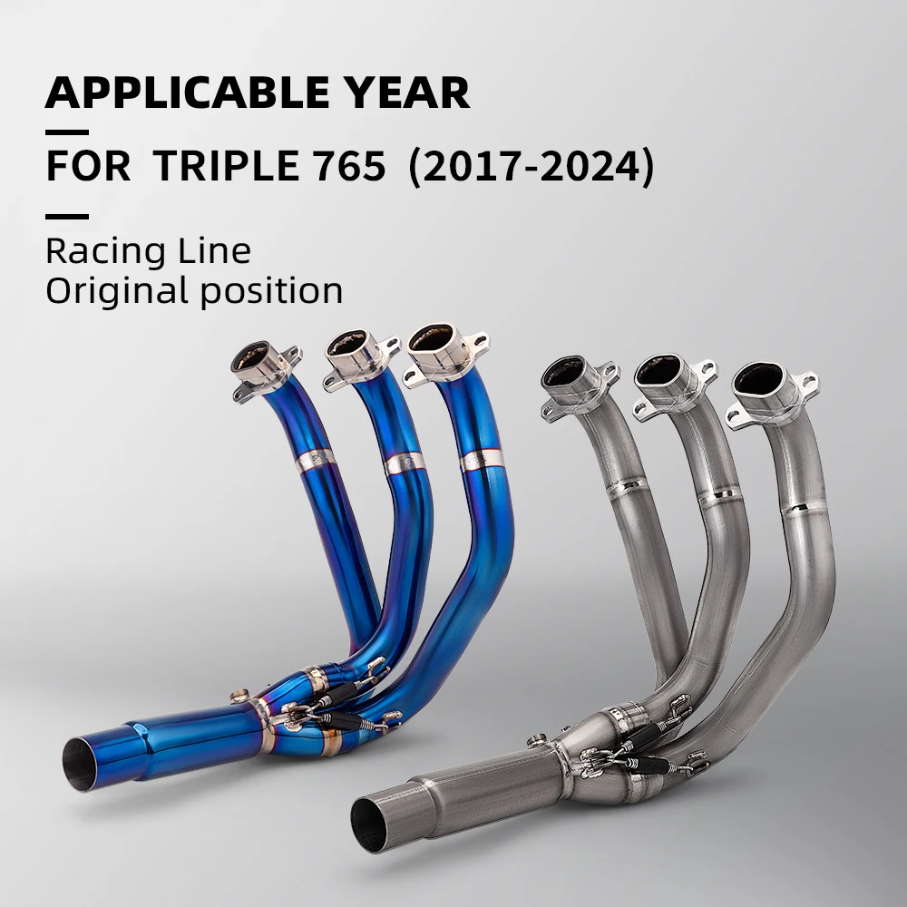 

Titanium Alloy Motorcycle Front Pipe Exhaust Assembly for Triple 765 Connect Original Muffler 2017-2024 Model Years