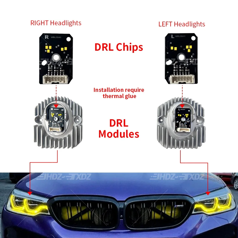 DRL مجلس مصباح ليد لسيارات BMW 5 سلسلة G30 G31 G32 F90 M5 G38 2017-2020 التكيف علوي النهار تشغيل ضوء 63117214939