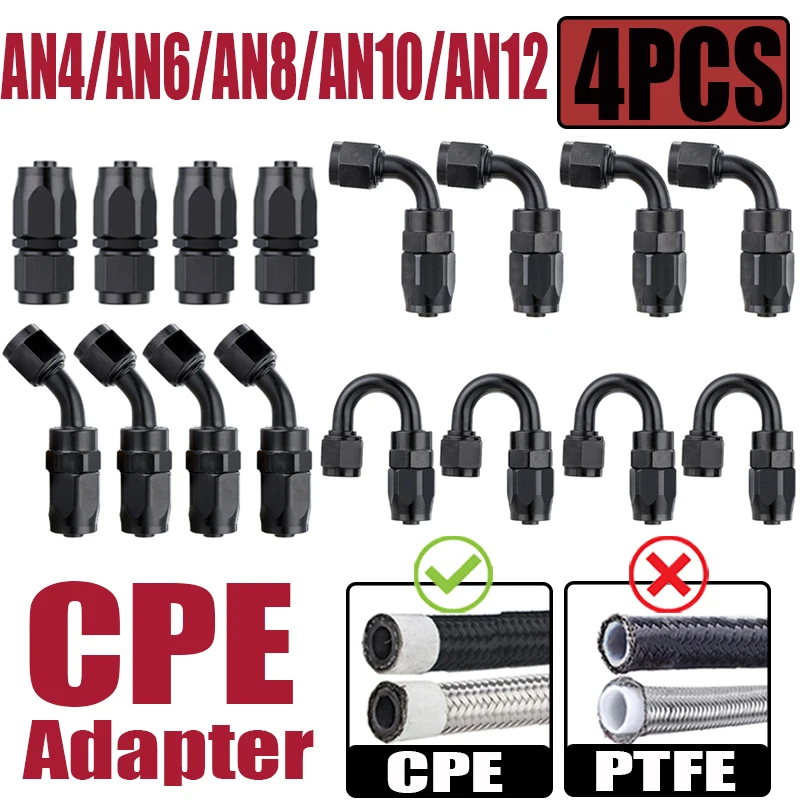 4X 4AN 6AN 8AN 10AN 12AN Straight 45 90 180 Degree Swivel Hose End Fittings Adapter For CPE Oil Fuel Gas Hose Line Pipe NPT Plug