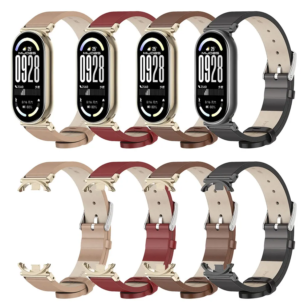 Mi Band 10用ストラップ、Xiaomi Mi Band 9 8 7 6 5 4 3用ブレスレットリストバンド、Mi Band 8用ウォッチバンド、Mi Band 7用本革ストラップ