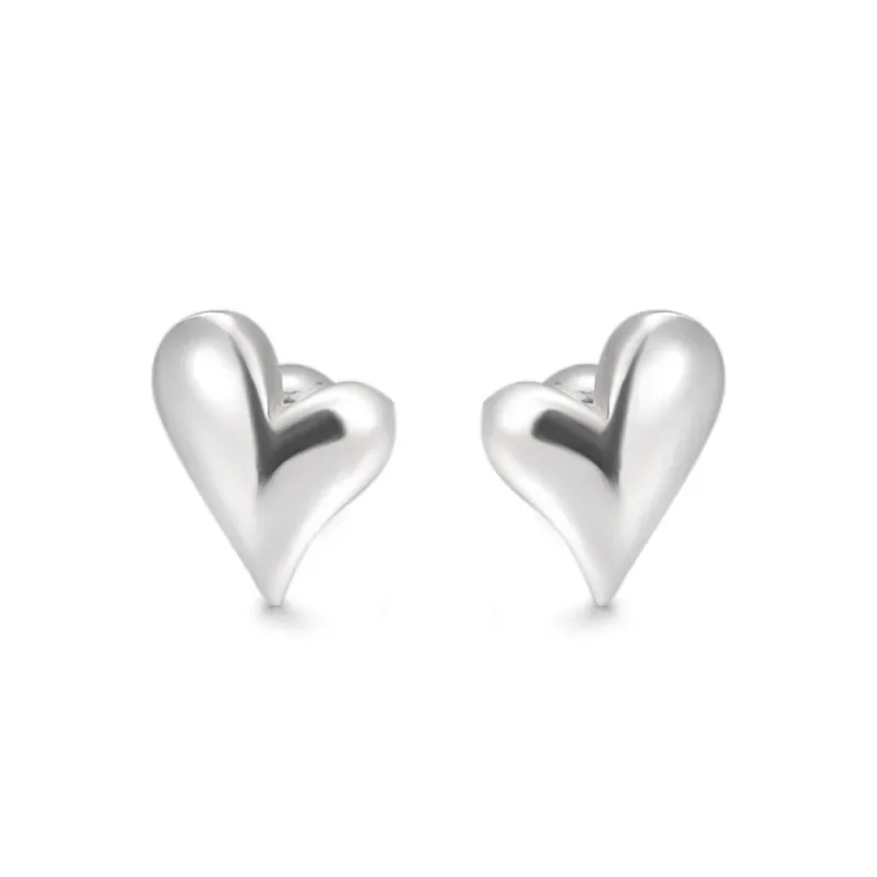 925 Sterling Silver Minimalist Love Heart Stud Earrings for Women Simple Korean Fashion Screw Earring Student Party Jewelry Gift