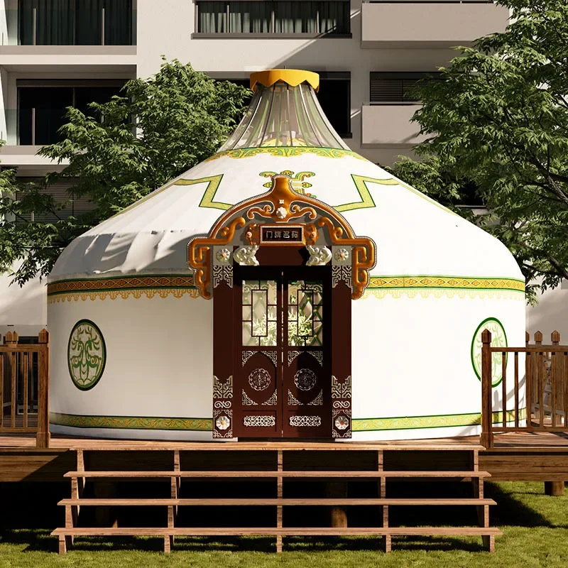 

Customized High-End Mongolian Yurt Tent Large Outdoor Warmth Camping with Rainproof Canvas for Catering & Hotel Accommodation