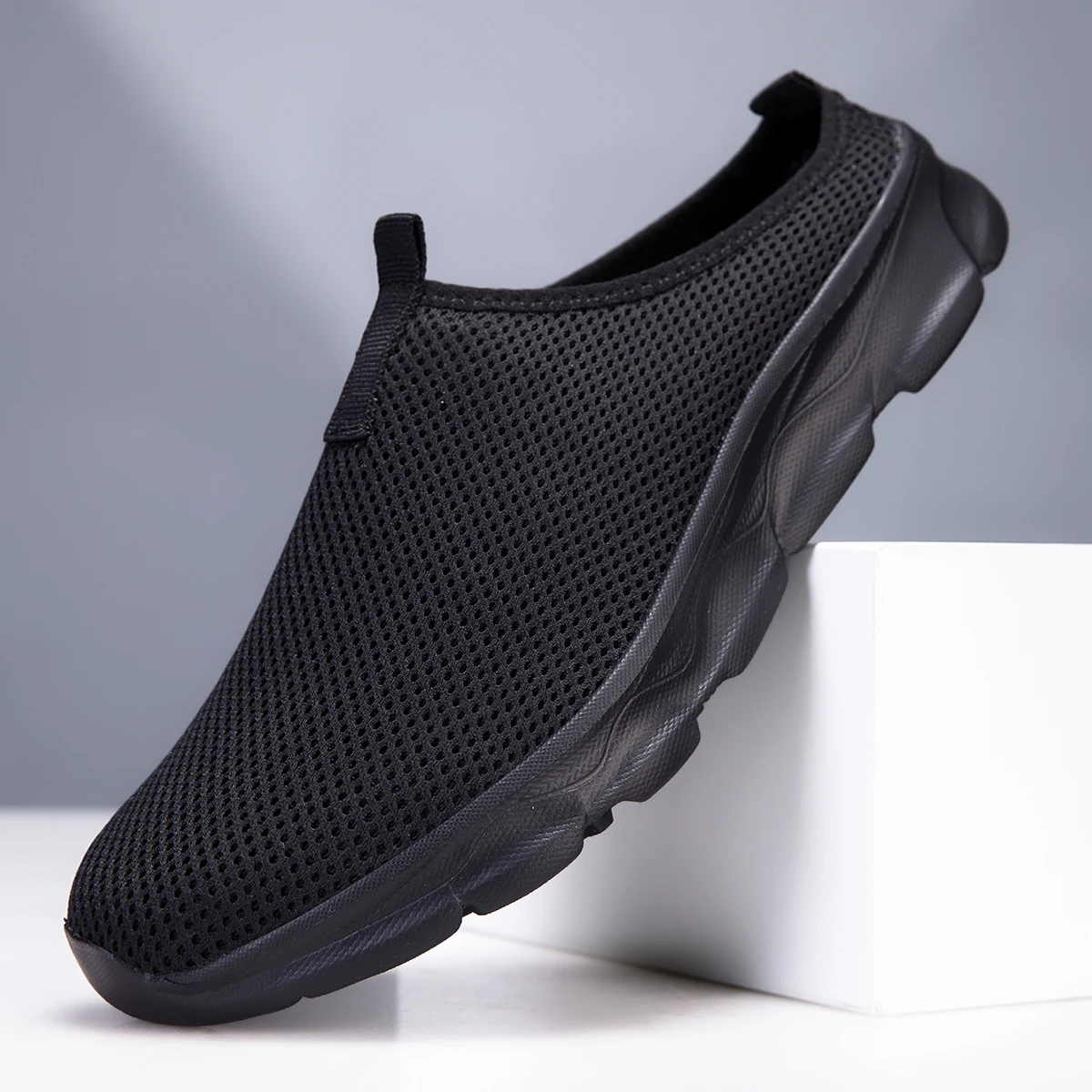 

New Men Half Slipper Flats Sole Comfortable Lightweight Men's Shoes Breathable Male Home Slippers Shoes for Man Plus Size 39-47