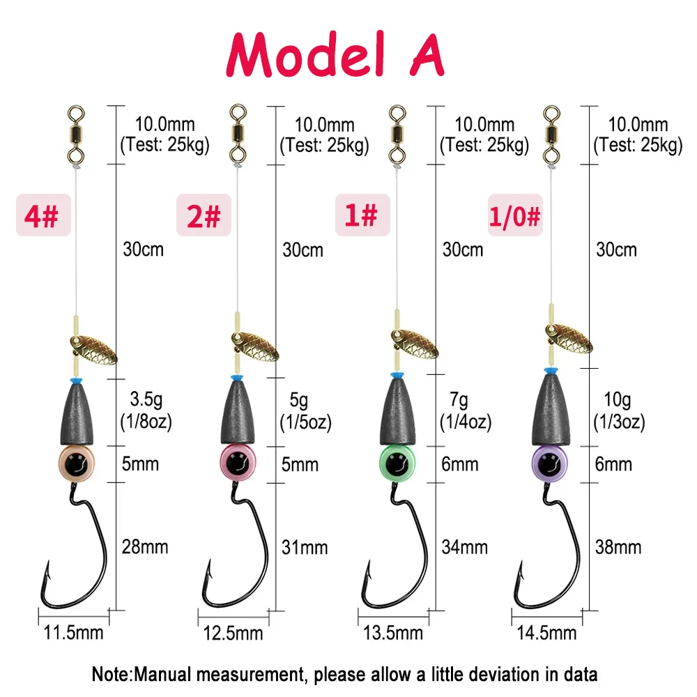 5pcs/set Carolina Rig Kit Crank Fish Hook Spinner Blades Texas Rigs for Snapper Bass Fishing Carp Fishing Hair Rigs Boilies Bait