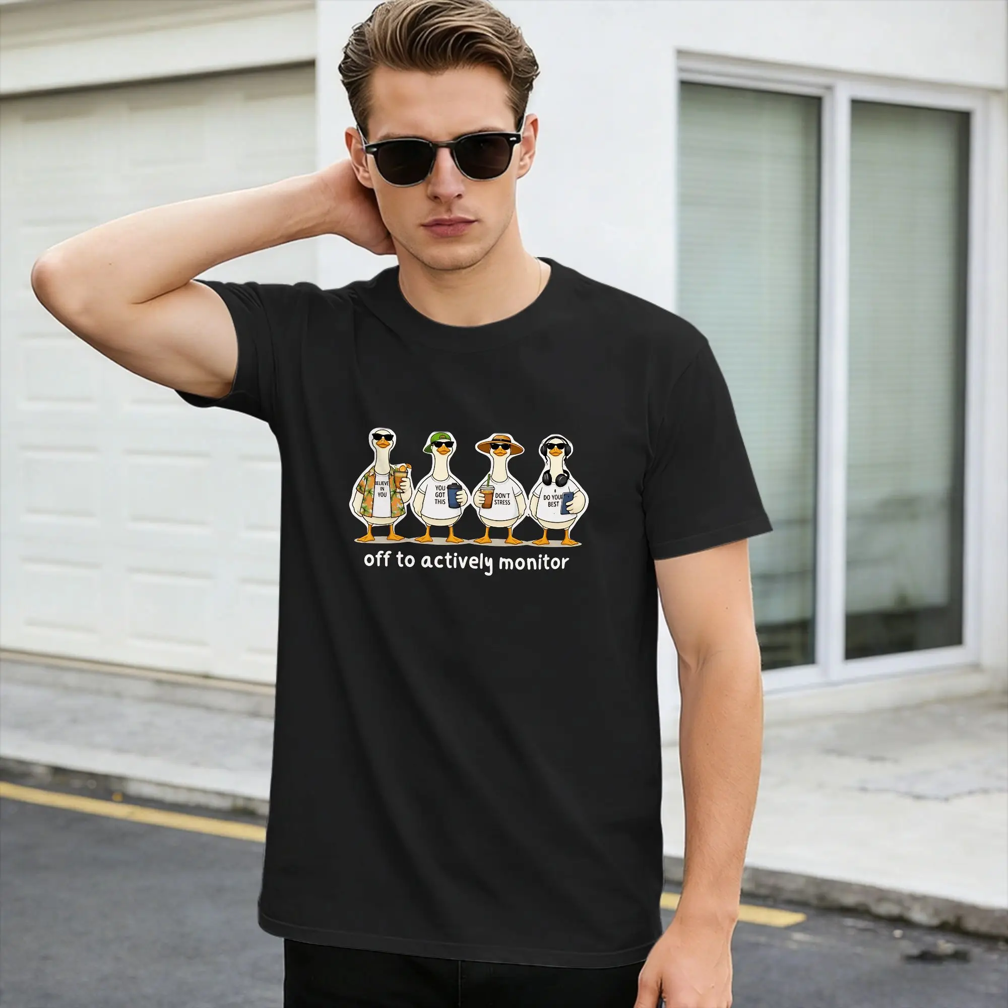 Vintage T Shirt Off to Actively Monitor Cotton T-Shirts  Popular Tshirt for Men's Summer Aesthetic Pattern Short Sleeve Tees,