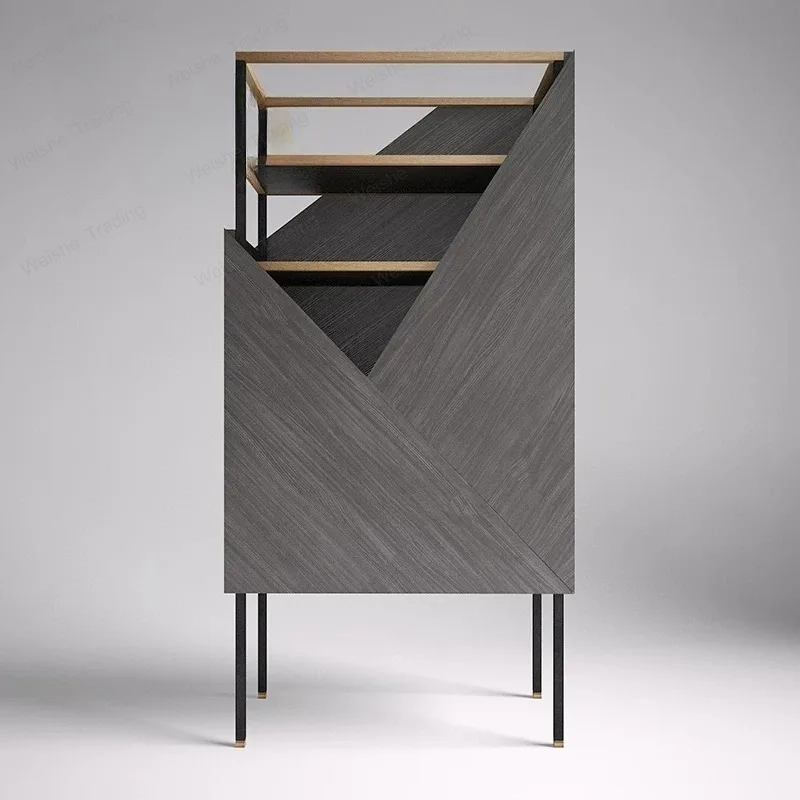 Designer new product/model room creative special-shaped personalized wine cabinet metal bookcase