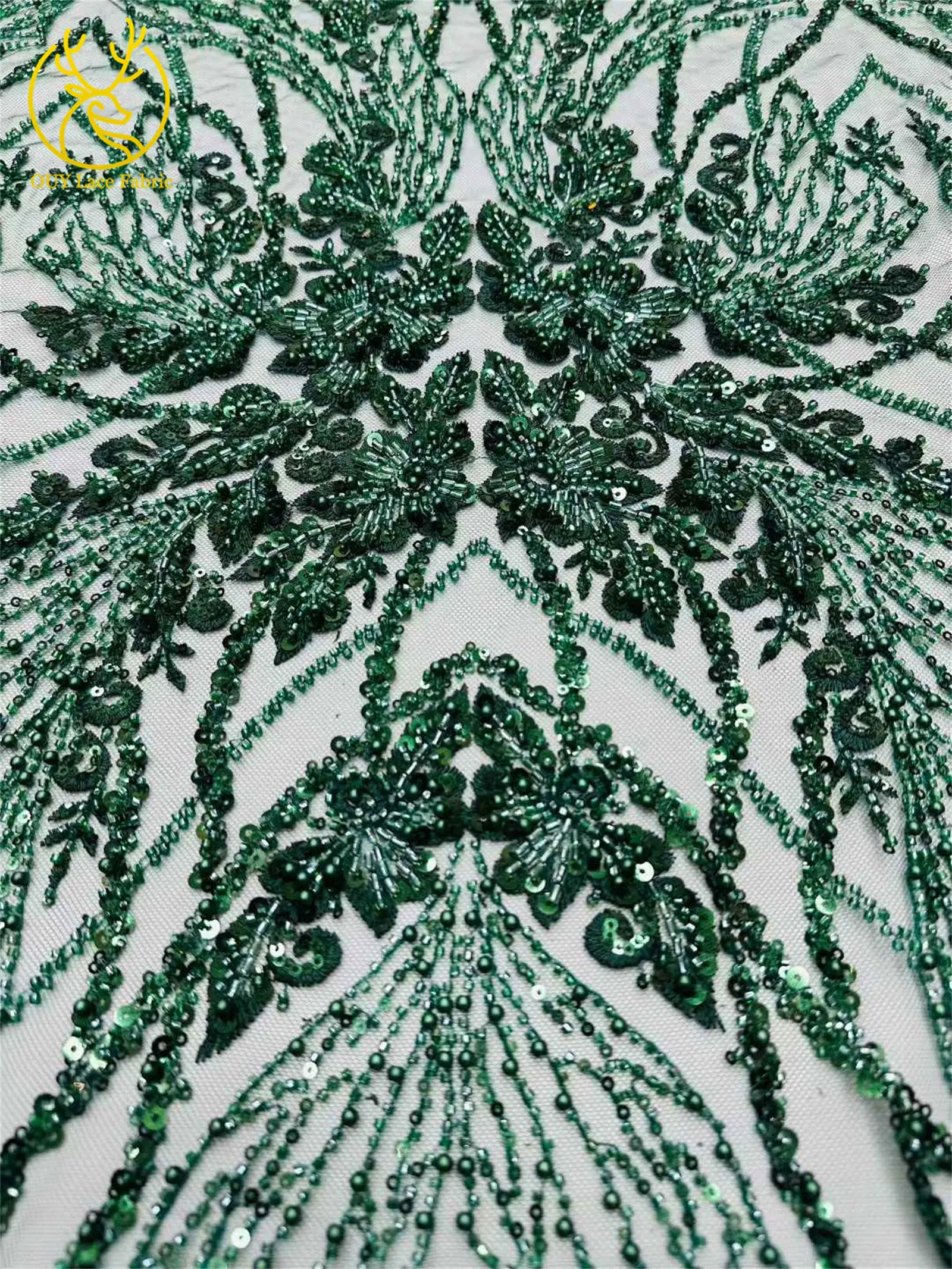 Hochwertiger roter afrikanischer handgefertigter bestickter Perlen-Spitzenstoff 2026 Nigerianische Pailletten-Spitze für Damen Hochzeit Nähen 5 Yards – Detail 20