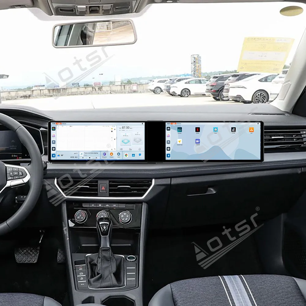 

12,3-дюймовый радиоприемник CarPlay с двойным экраном для Volkswagen Sagitar 2023, GPS-навигация, сенсорный экран, мультимедийный плеер, стереонаушники